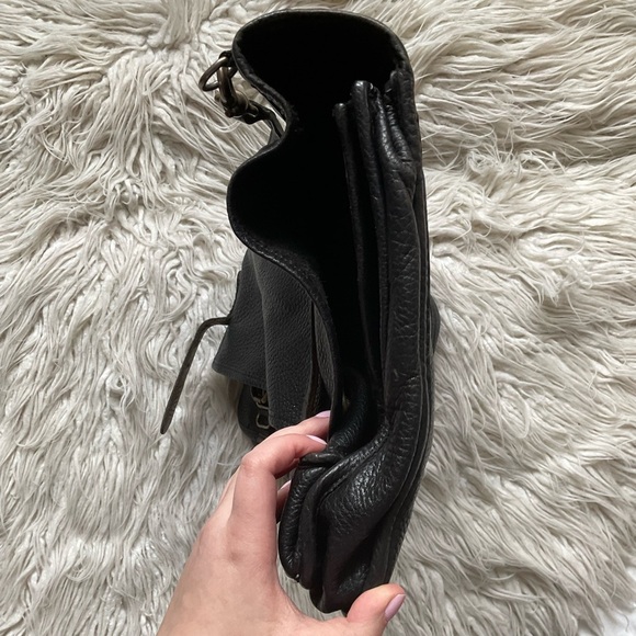 Johnny Farah Large Black Leather Unisex Convertible Briefcase Travel Bag EUC - Picture 3 of 9